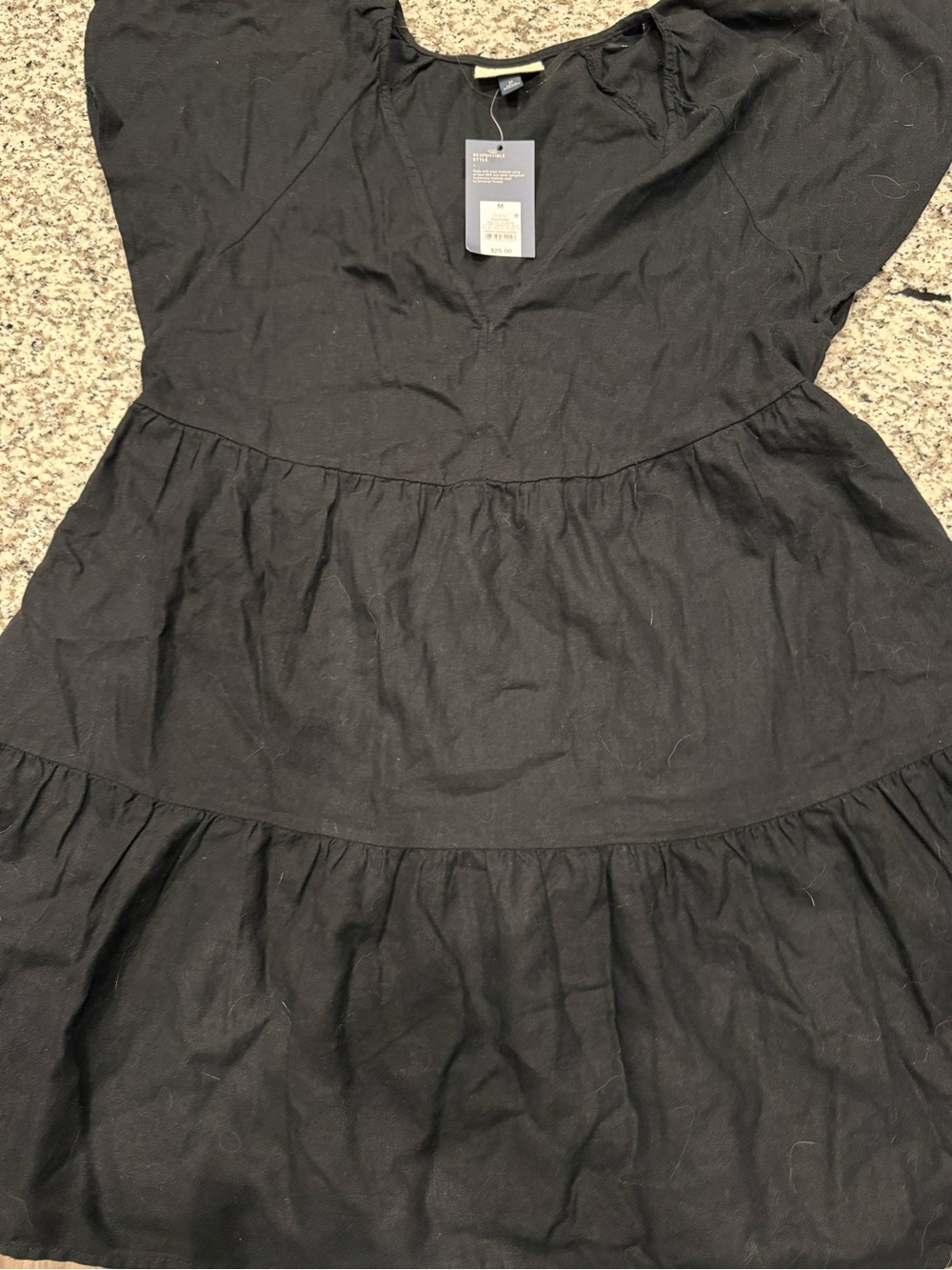 Black Tiered Short Sleeve Women's Dress